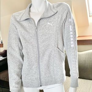 New with tags PUMA REFLECTIVE ZIP UP JACKET grey with white logo on Sleeve SZ LG